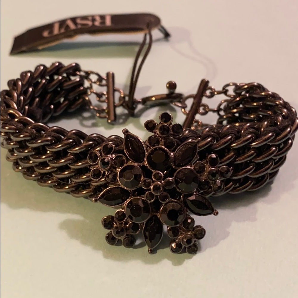 Gunmetal Chain and rhinestone bracelet